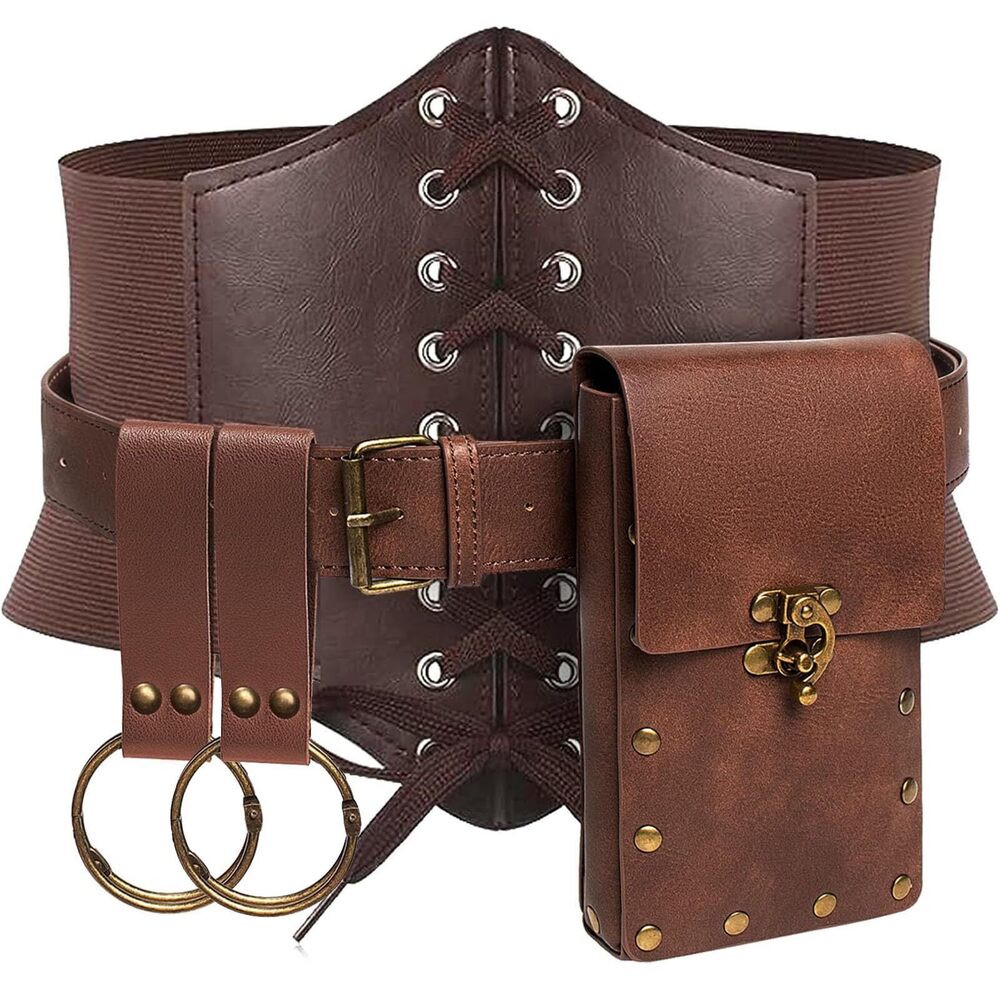 4664 Renaissance Costume Sets Corset Waistband Belt Pouch Purse